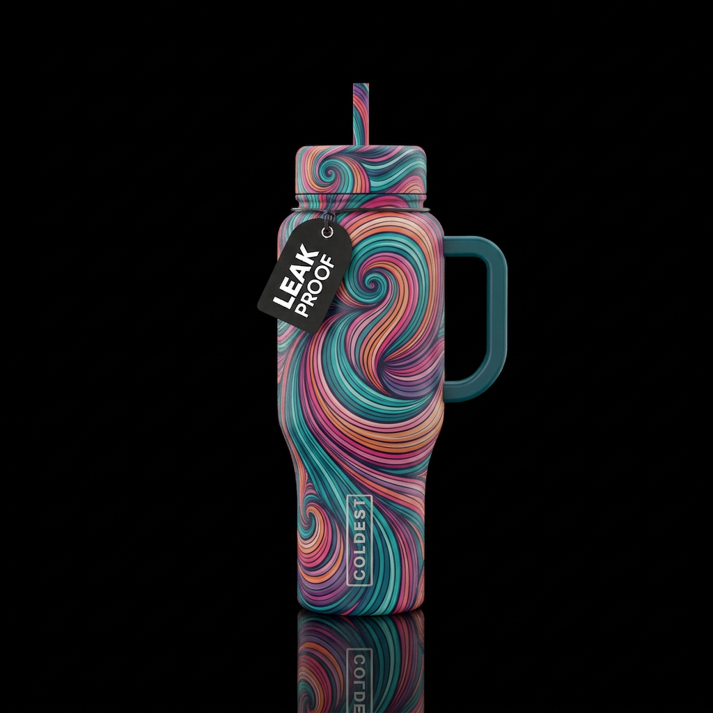 Pinstripes, whimsical, beautiul, swirls water bottle design