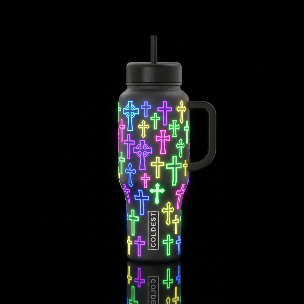 Neon Love water bottle design