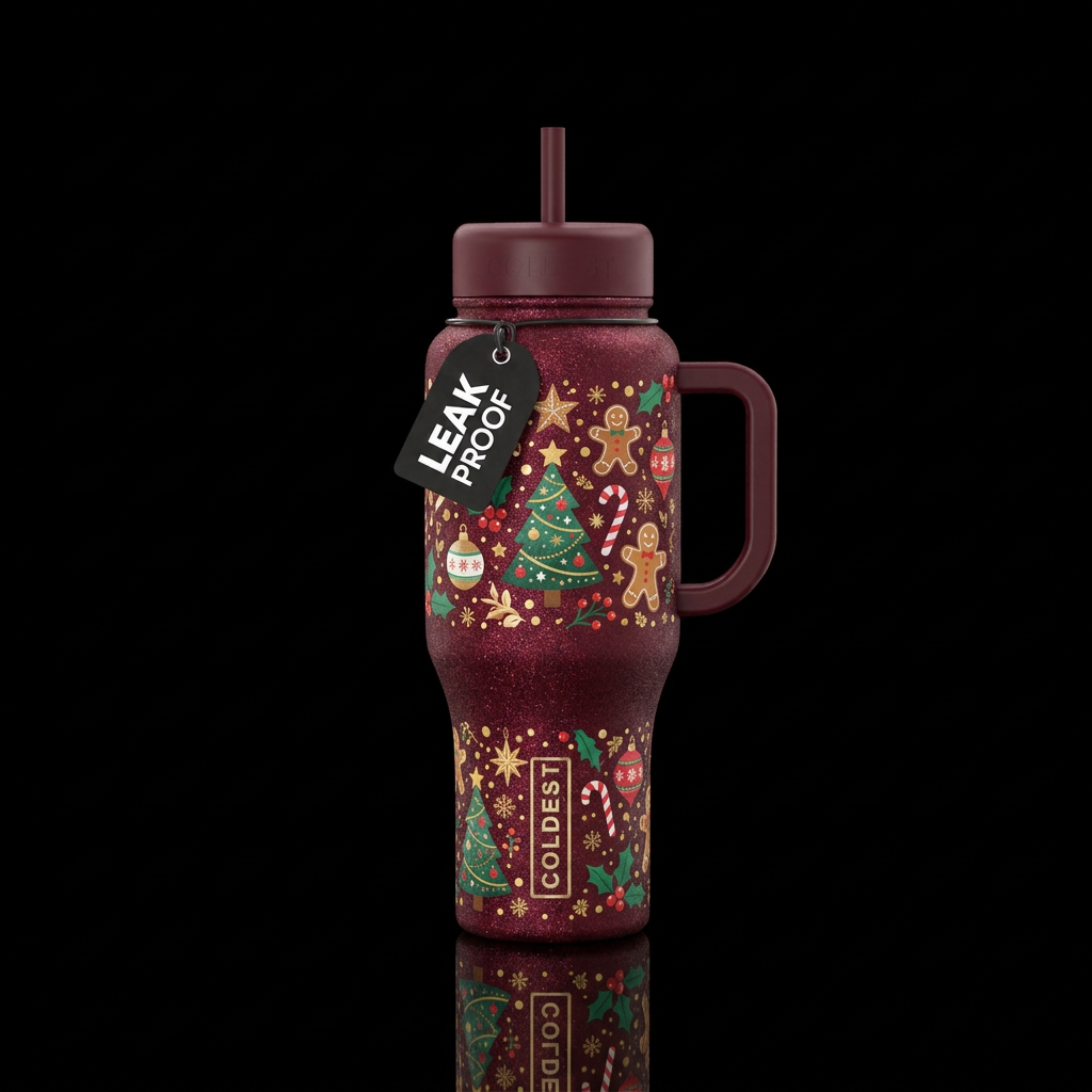 Classic Christmas water bottle design