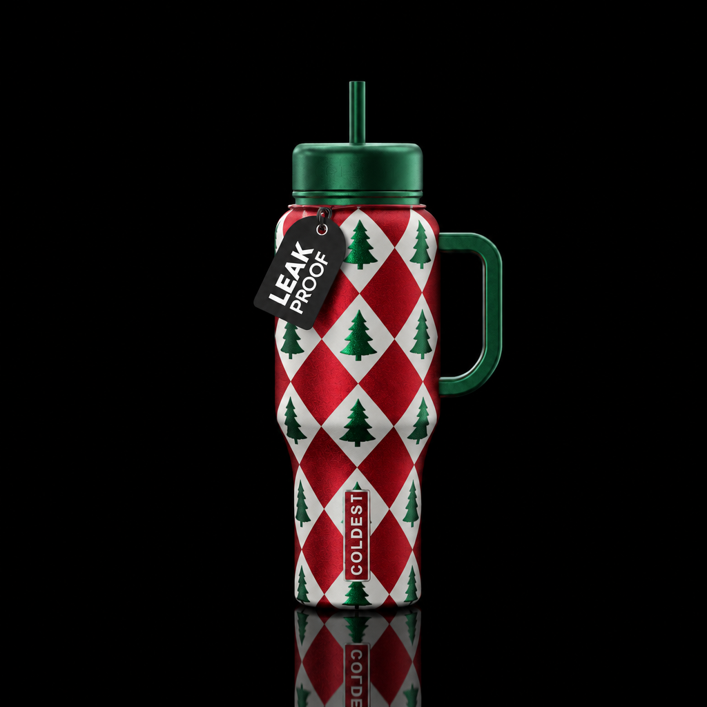 Harlequin Holiday water bottle design