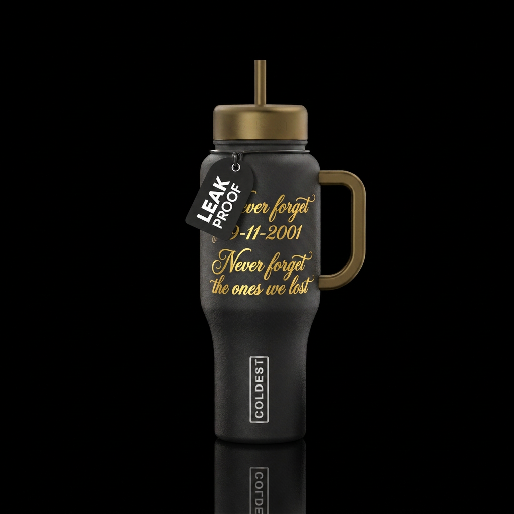 Never forget 9-11-2001 Never forget the ones we lo... water bottle design