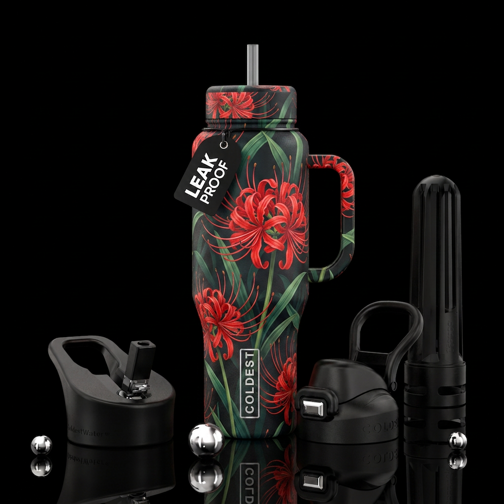 Spider lily water bottle design