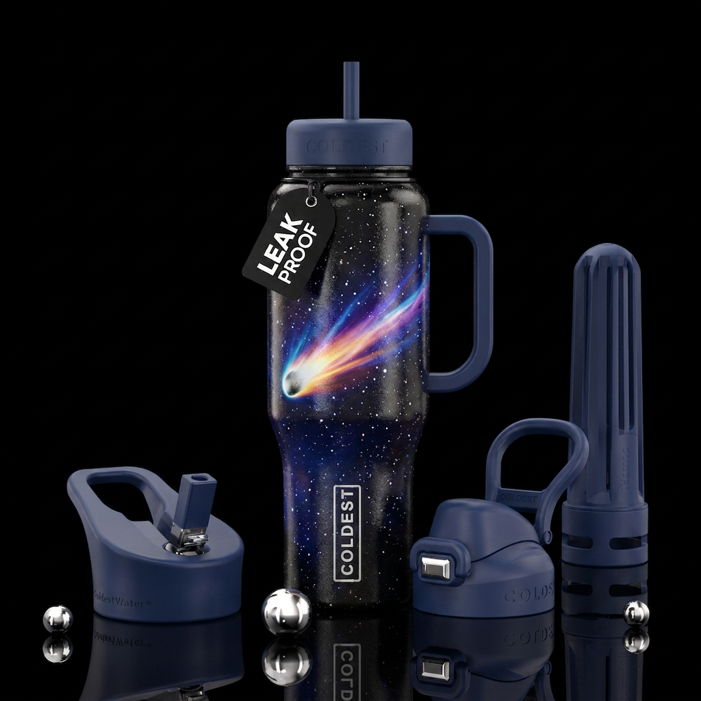 Haley's comet water bottle design