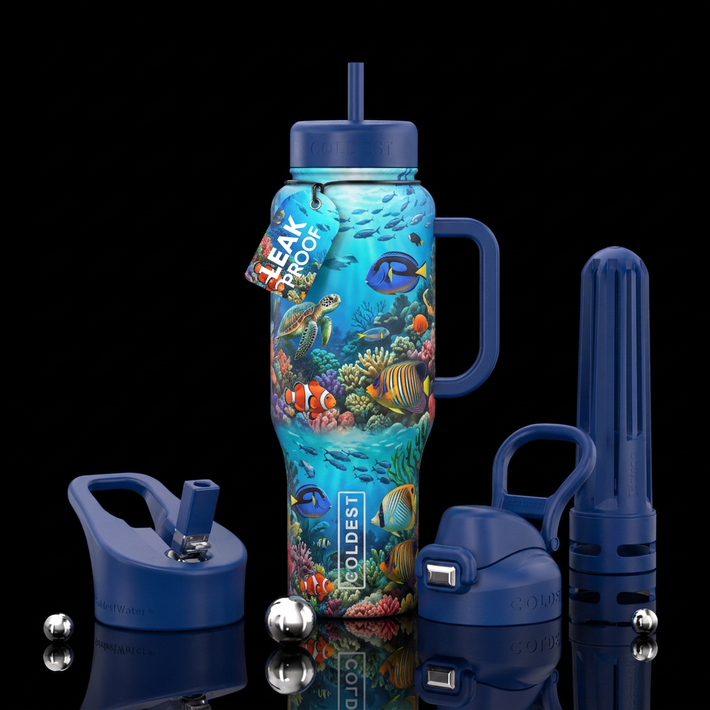 Under water adventure water bottle design