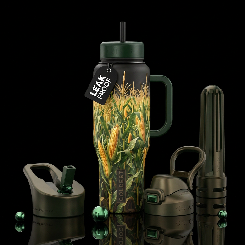 Fields of corn water bottle design