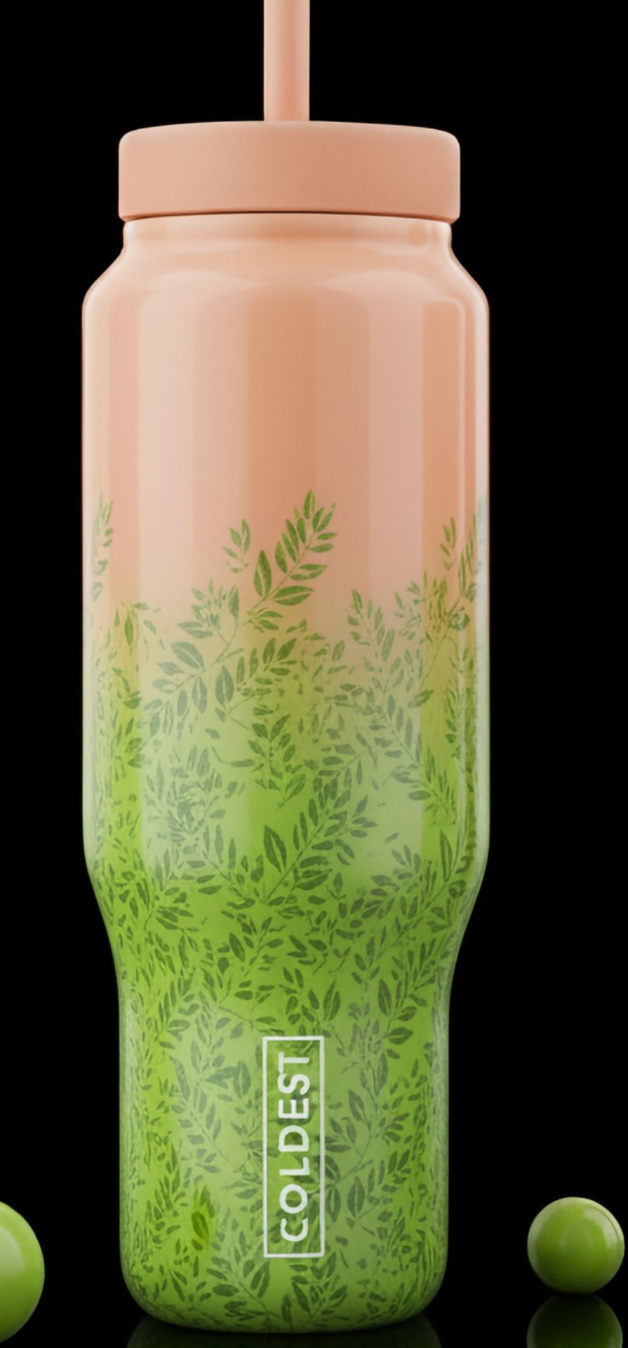 Peachy Leaves water bottle design