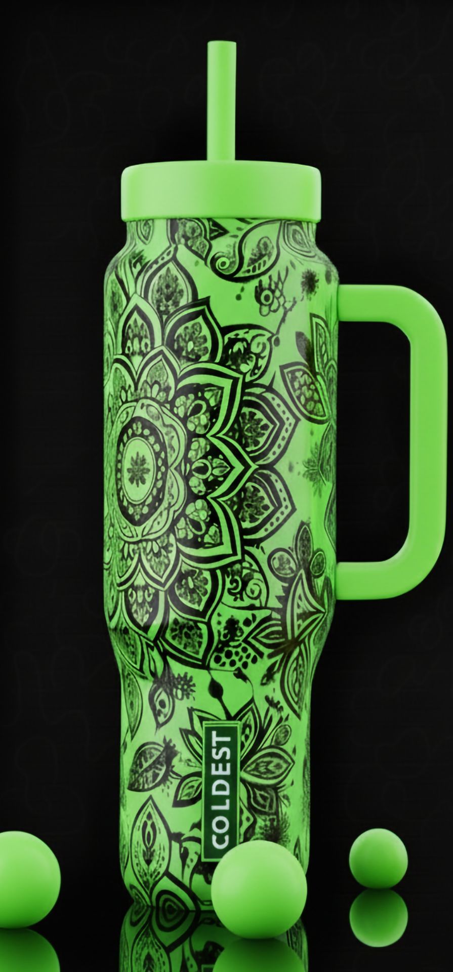 Floral Green Decadence water bottle design