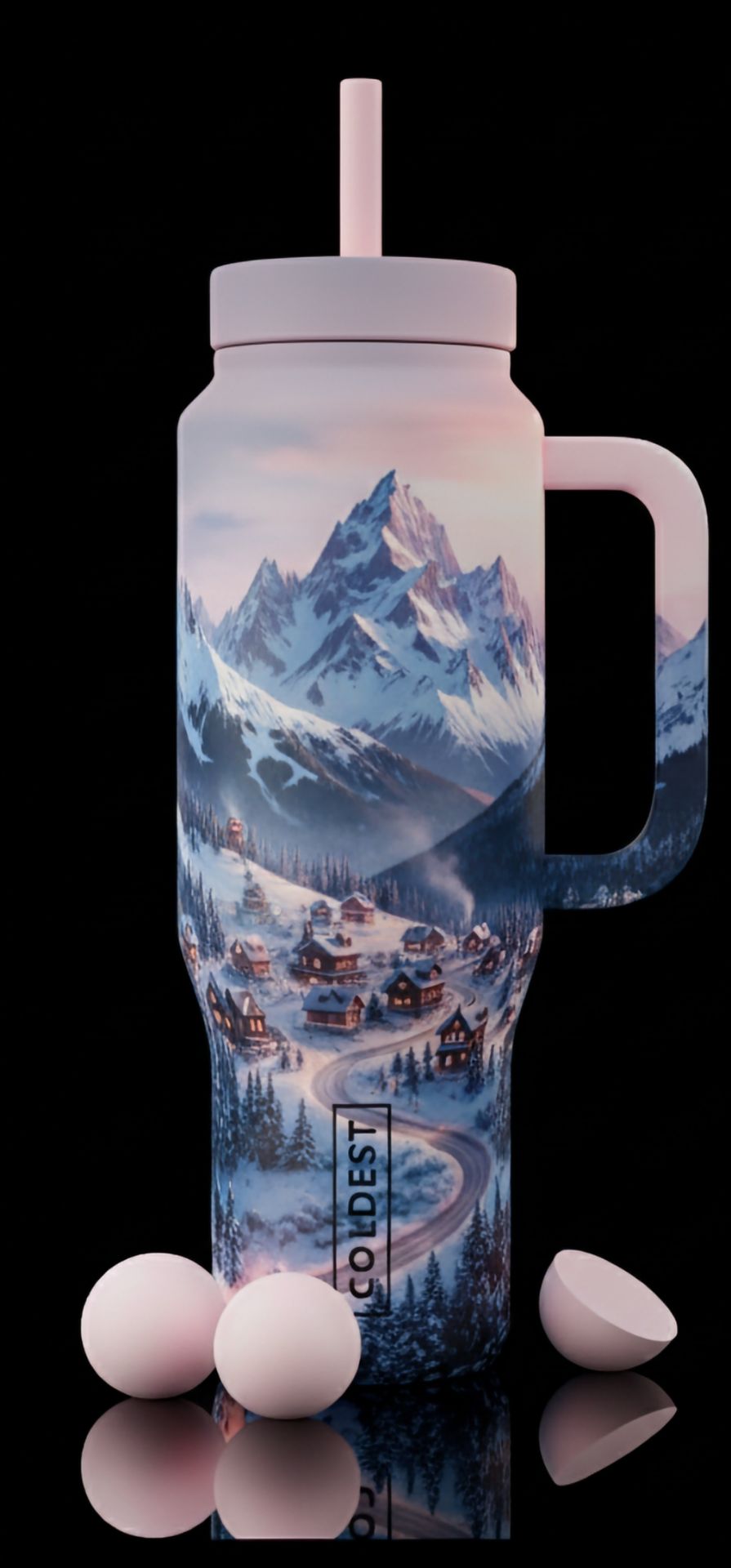 Snowdrop Mountains water bottle design