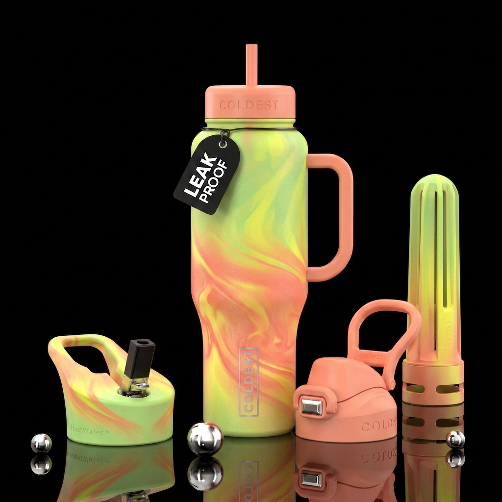 Sweet peach and lime ombre swirls water bottle design
