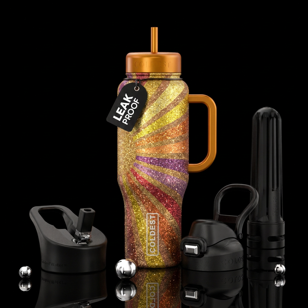 Glittery different rays of sunshine water bottle design