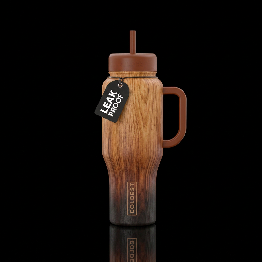 Wood grain burnt ombre water bottle design