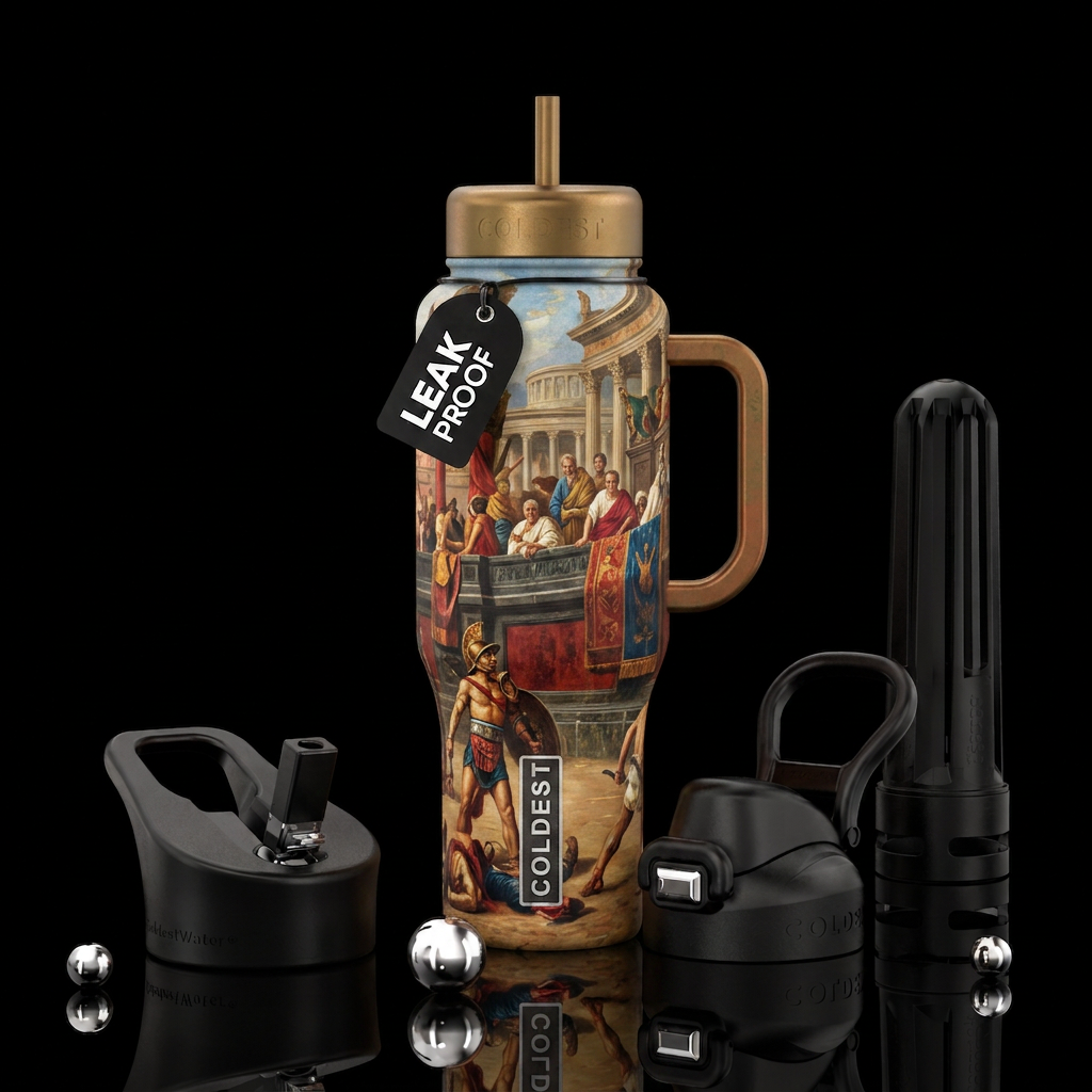 Ancient Roman empire paintings sculpture water bottle design