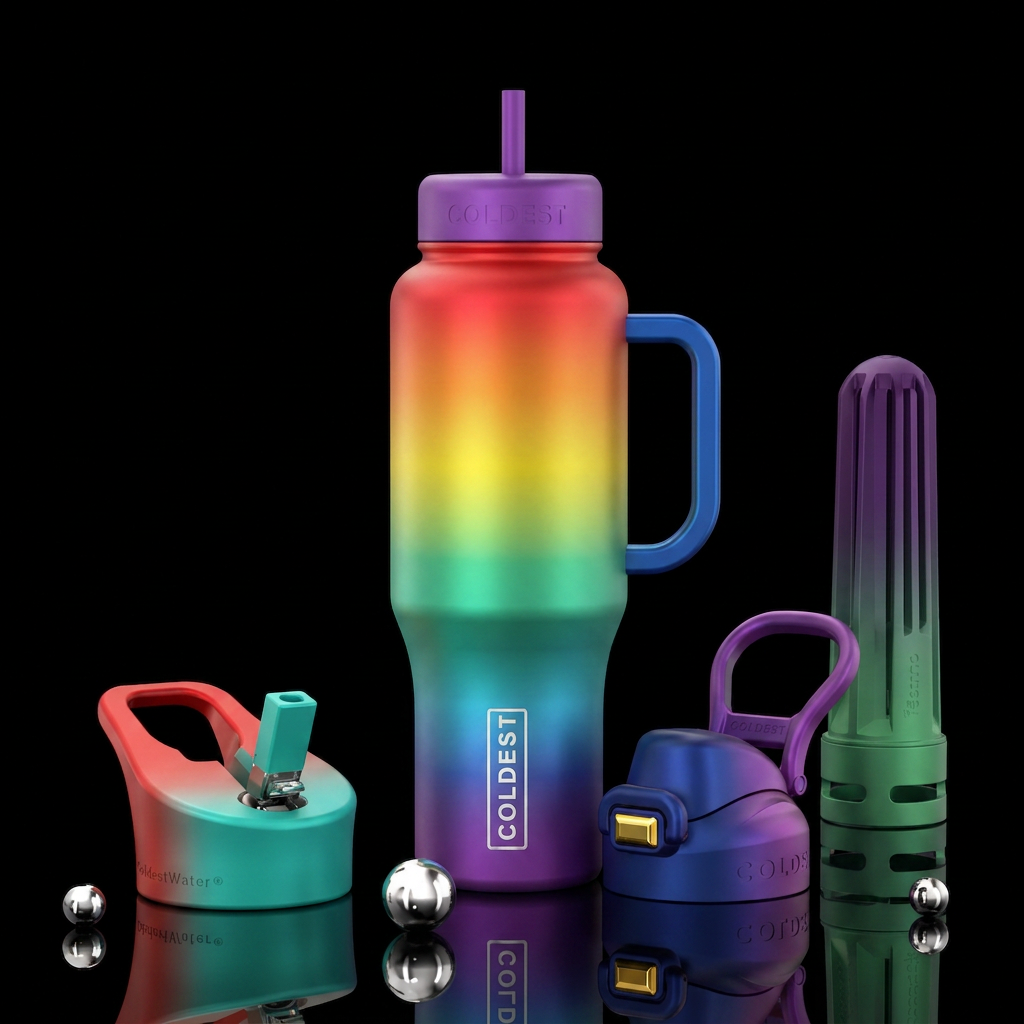 Everything rainbow colored water bottle design
