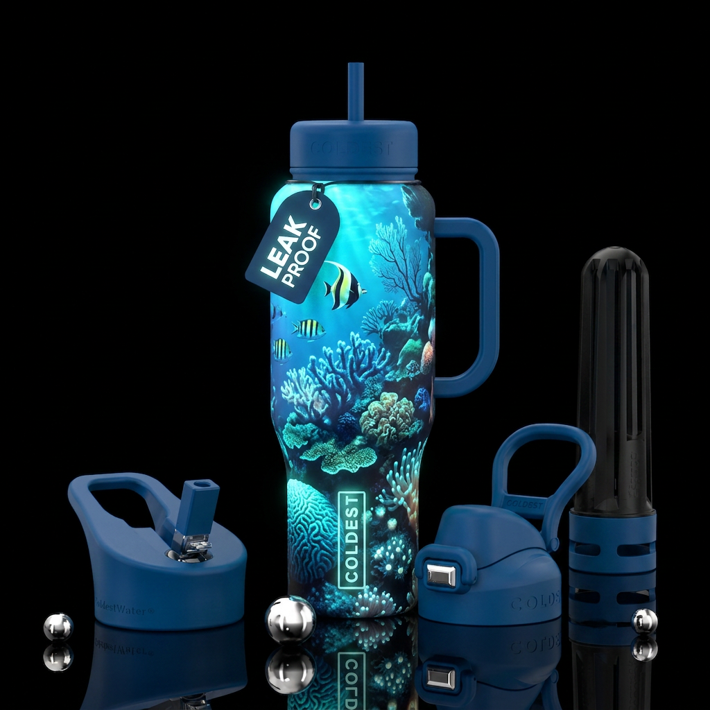 Super,Glowie, under the sea water bottle design