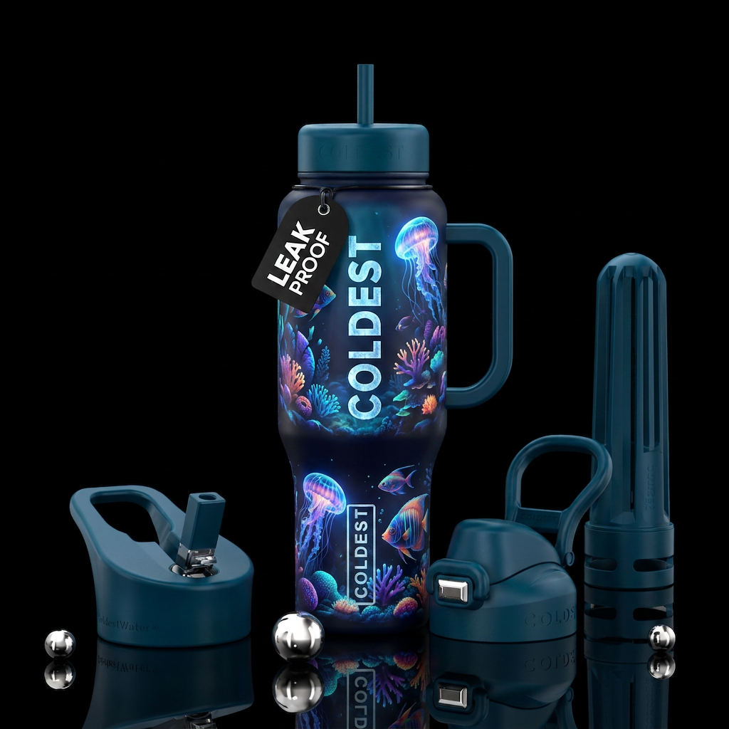 Super,Glowie, under the sea water bottle design