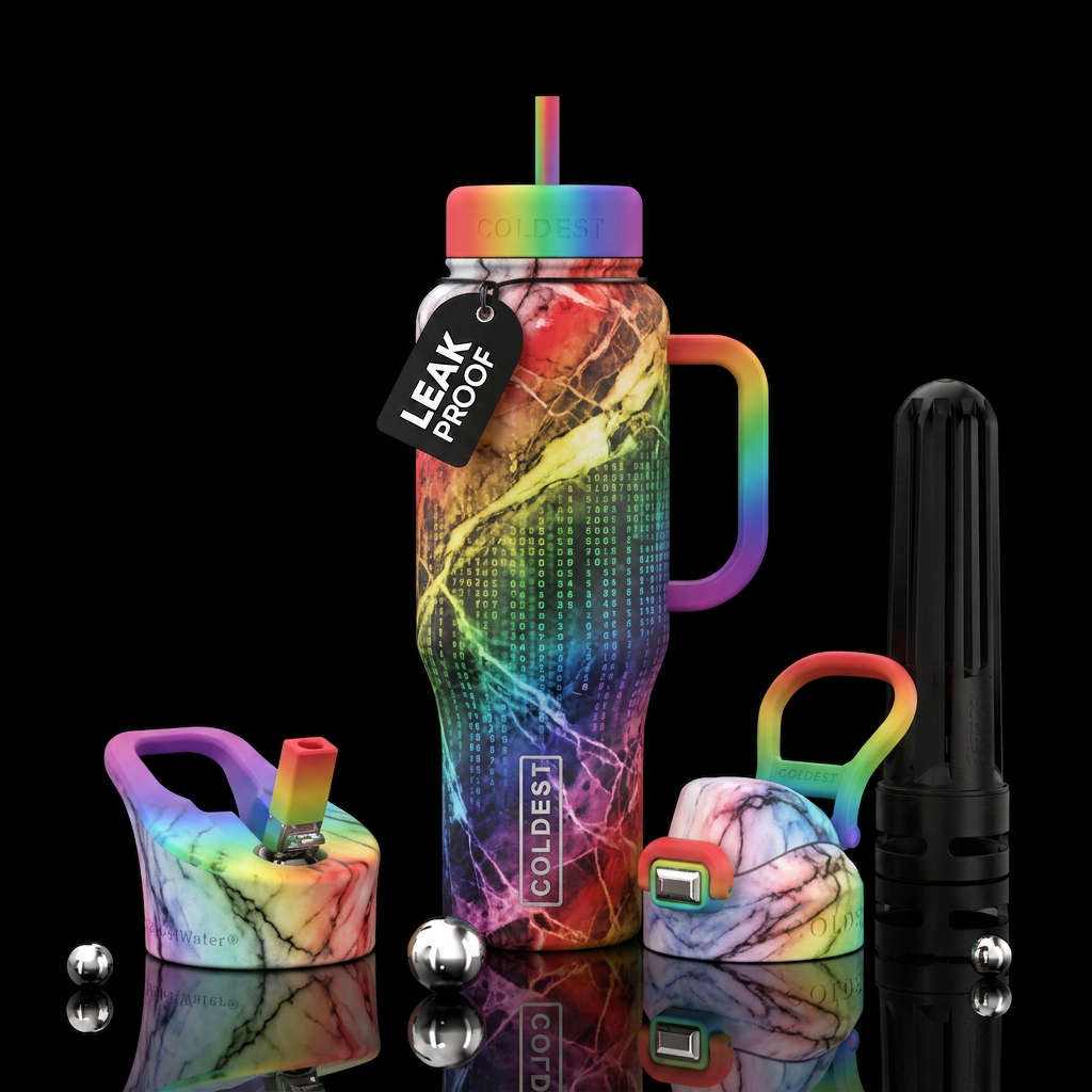 matrix, marble, rainbow water bottle design
