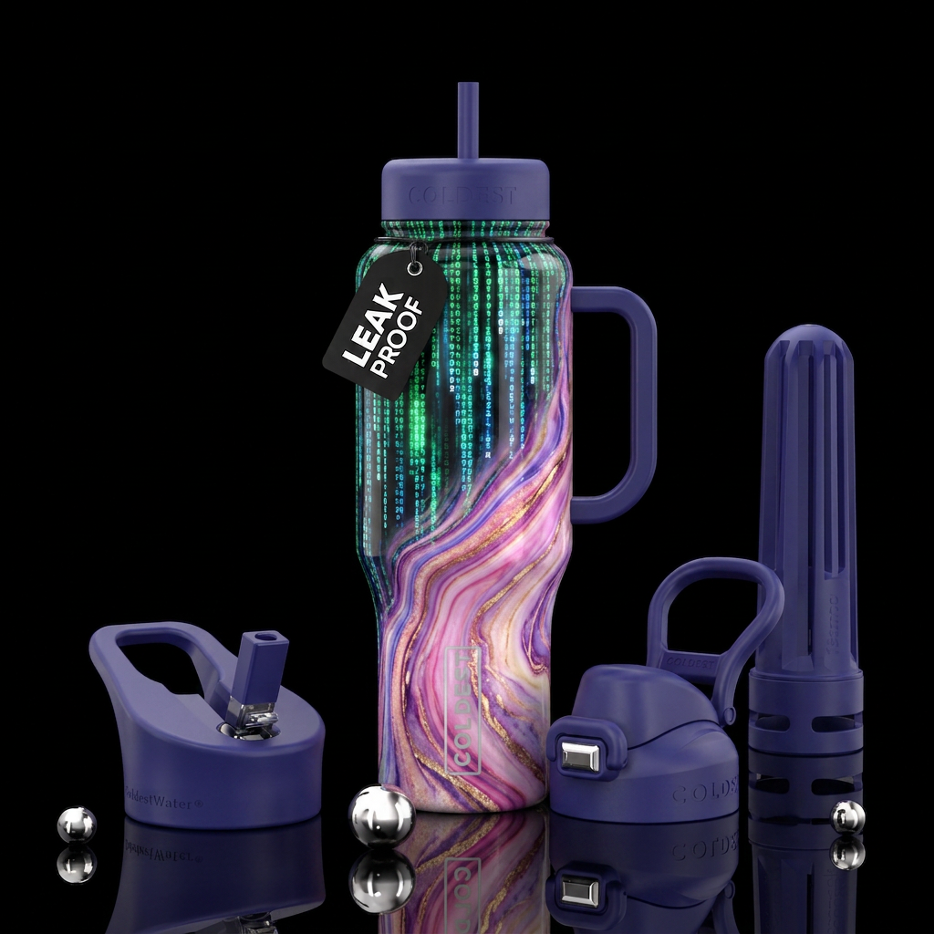 matrix, marble, rainbow water bottle design