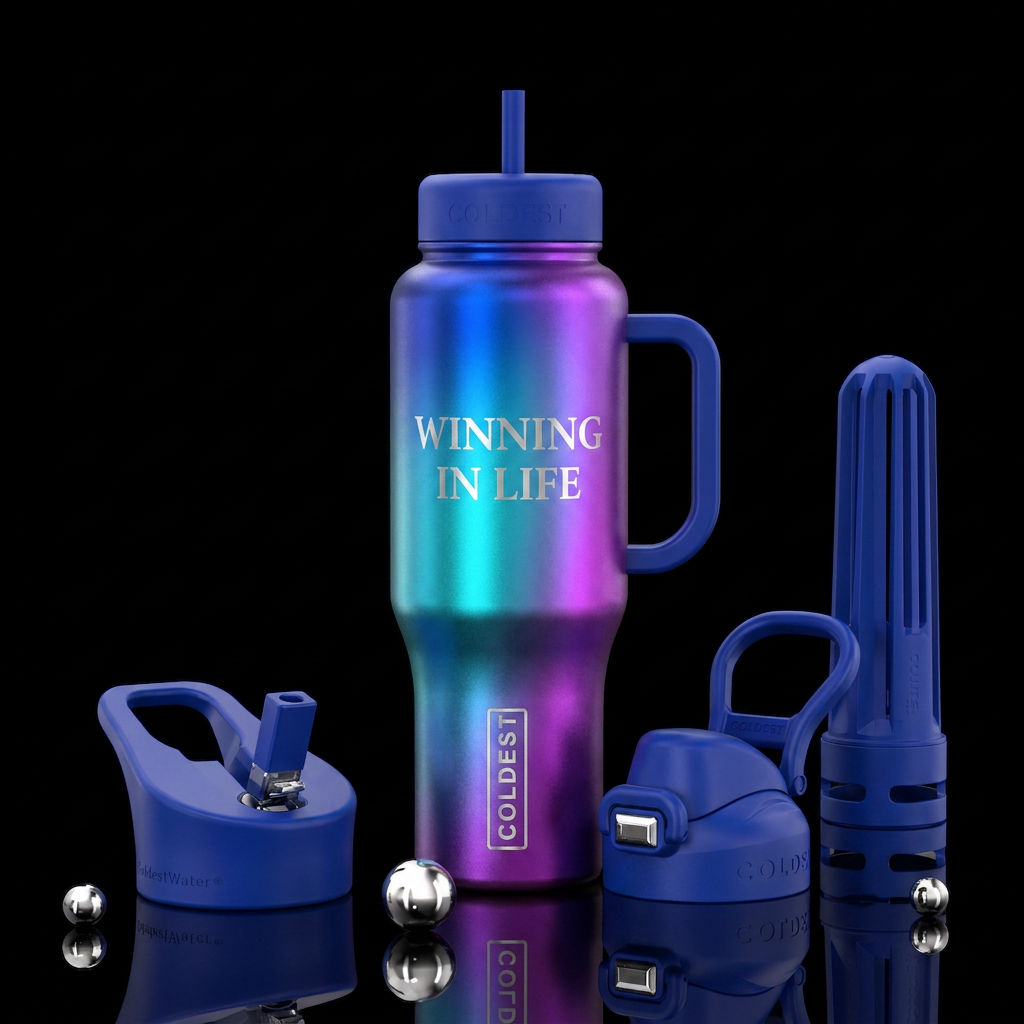 Winning in life water bottle design