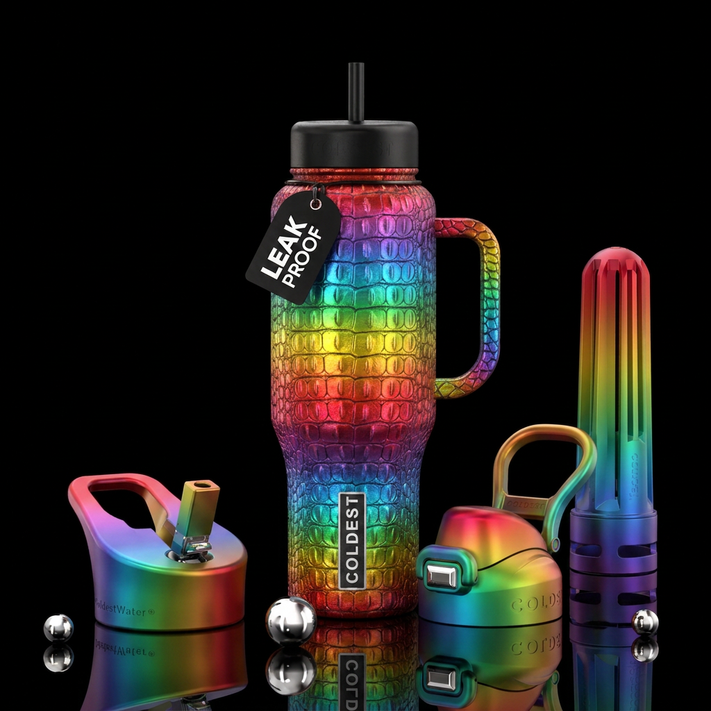 Rainbow croc, scales water bottle design