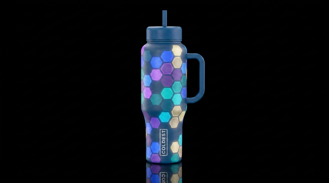 Moonlight hexagons water bottle design