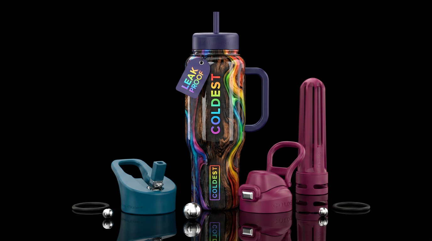 Charred wood resin rainbow swirls water bottle design