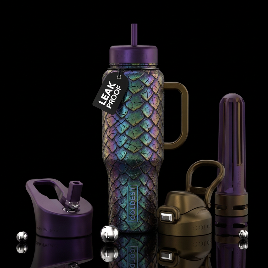 Color changing dragon crackle scales water bottle design