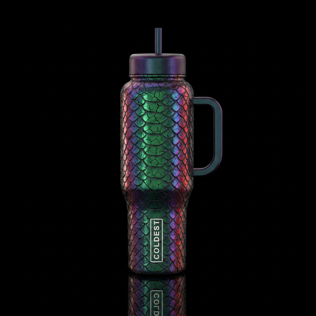 Color changing dragon crackle scales water bottle design