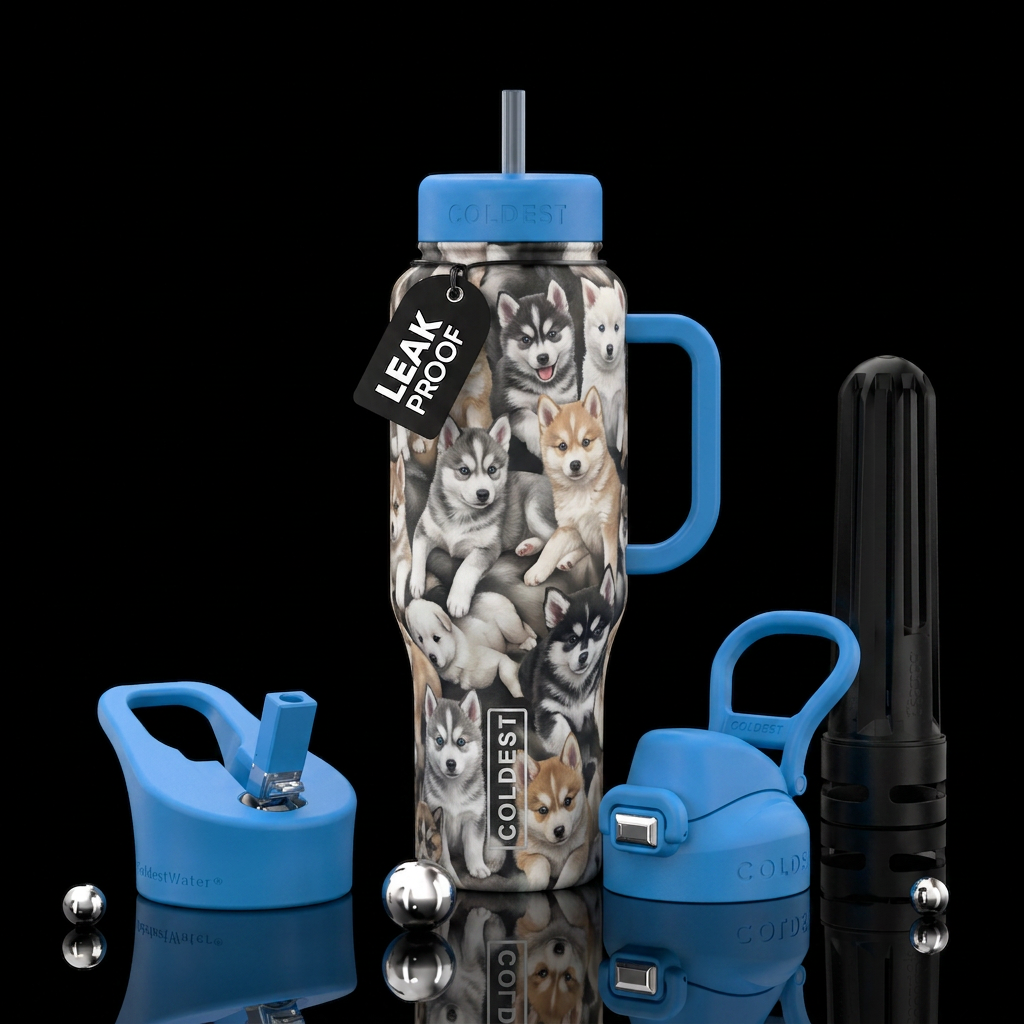 Pomsky puppies water bottle design