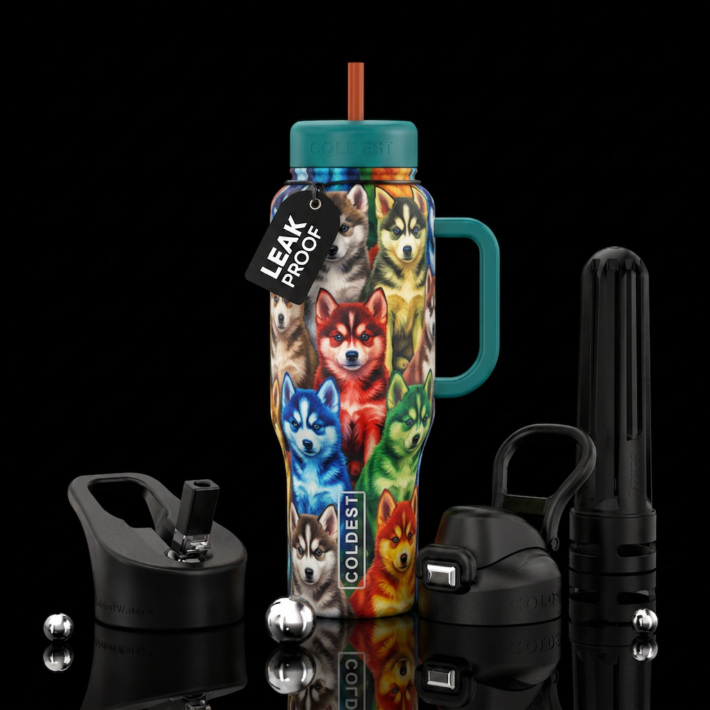Pomsky puppies water bottle design