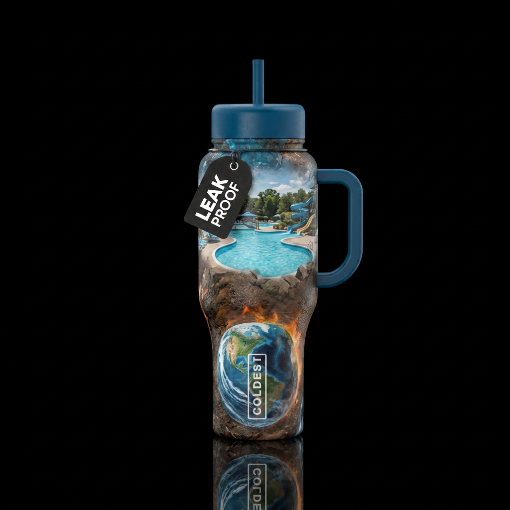 Earth fire when water park water bottle design