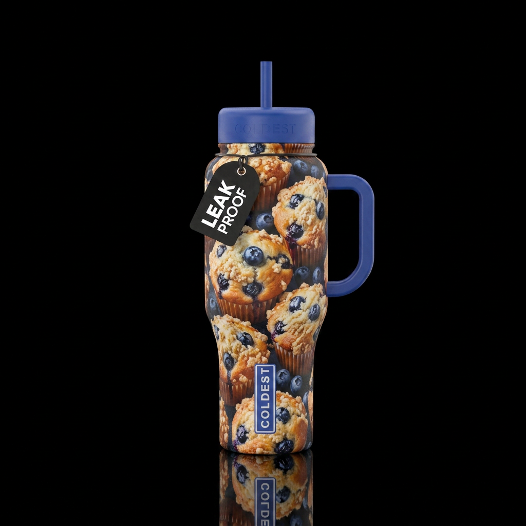 Booberry muffins water bottle design
