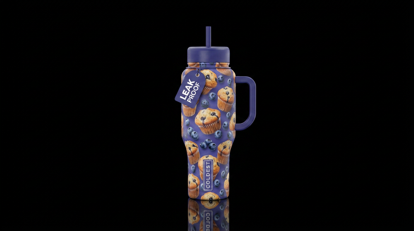 Booberry muffins water bottle design