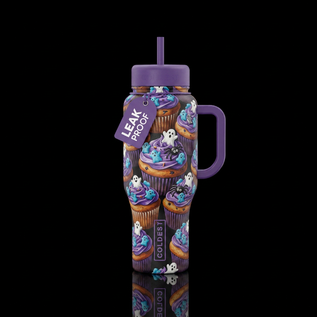 Booberry cereal Halloween muffins water bottle design
