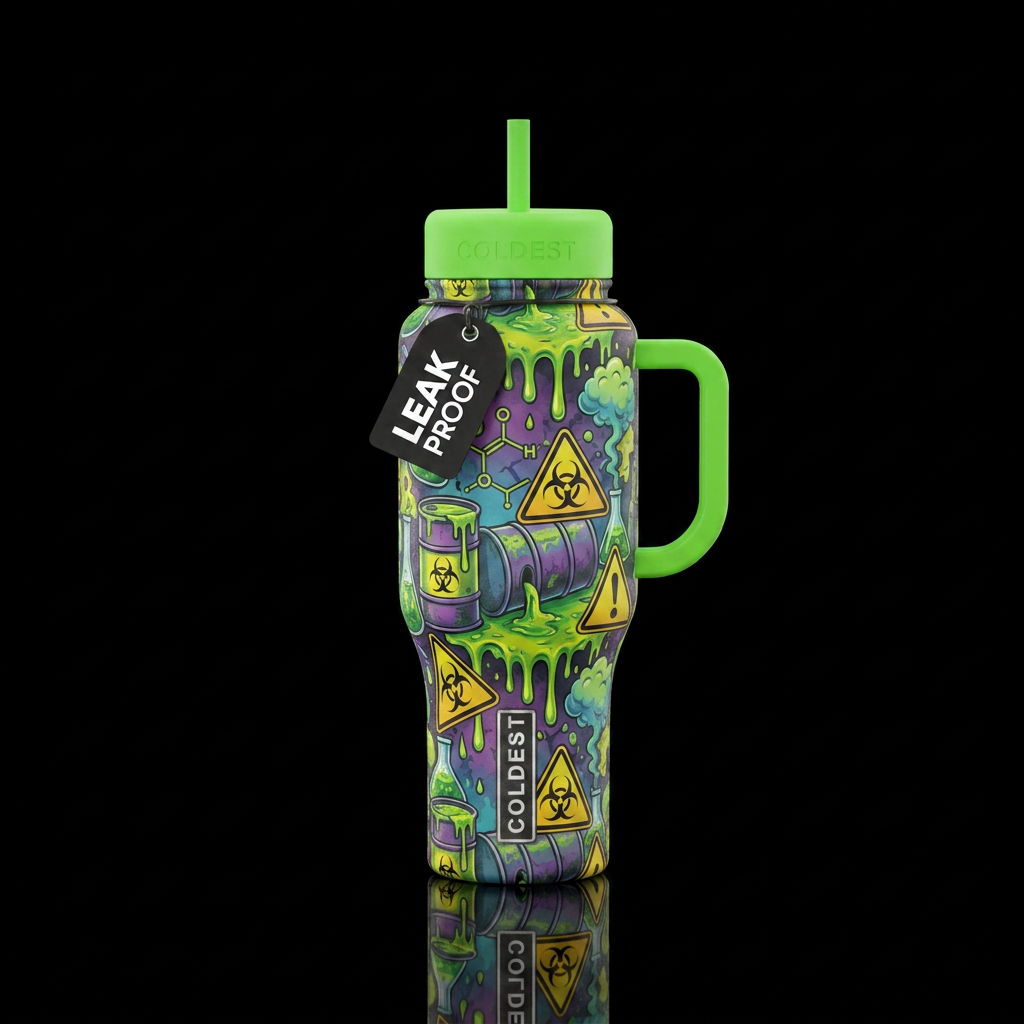 Toxic chemical waste danger water bottle design