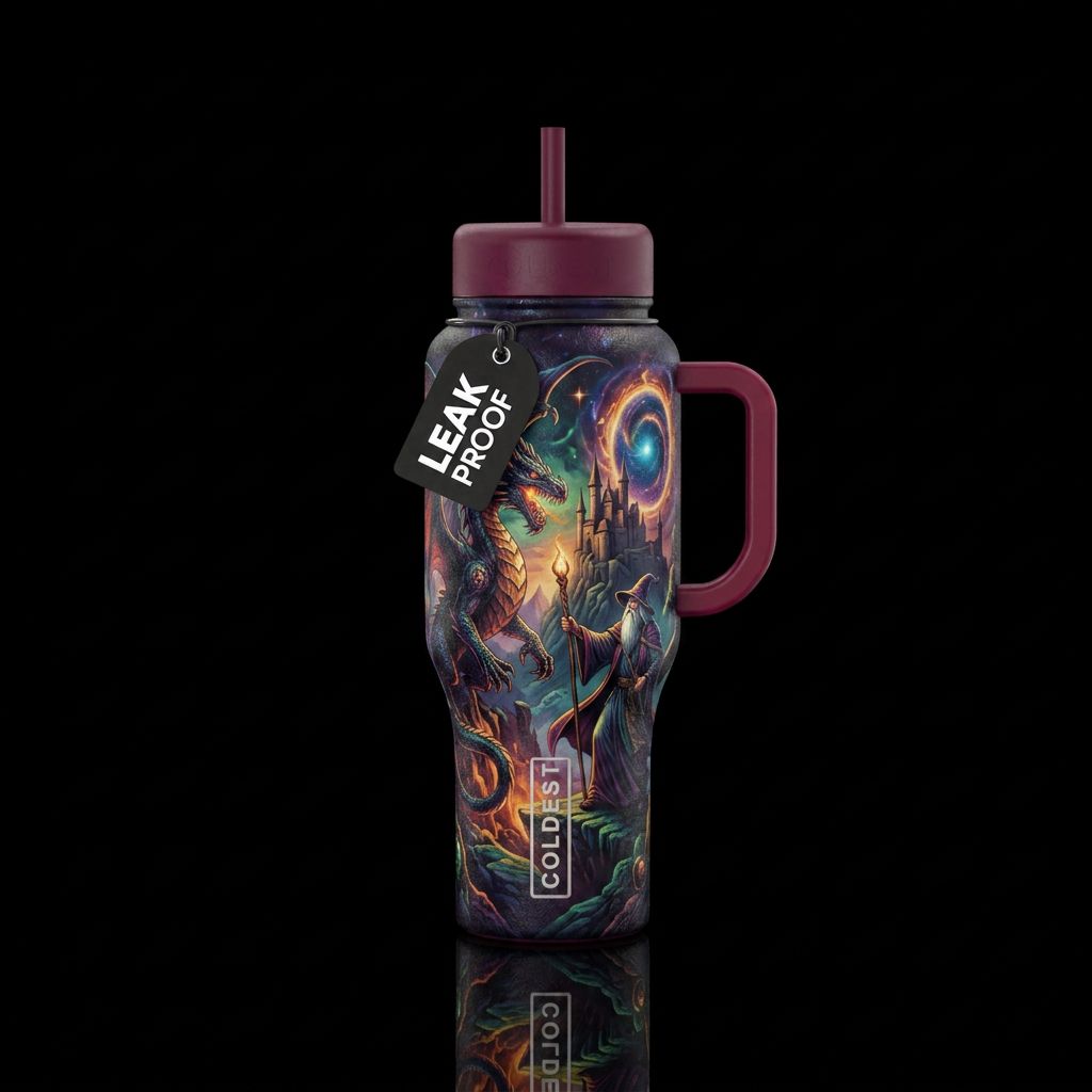 Dark fantasy water bottle design