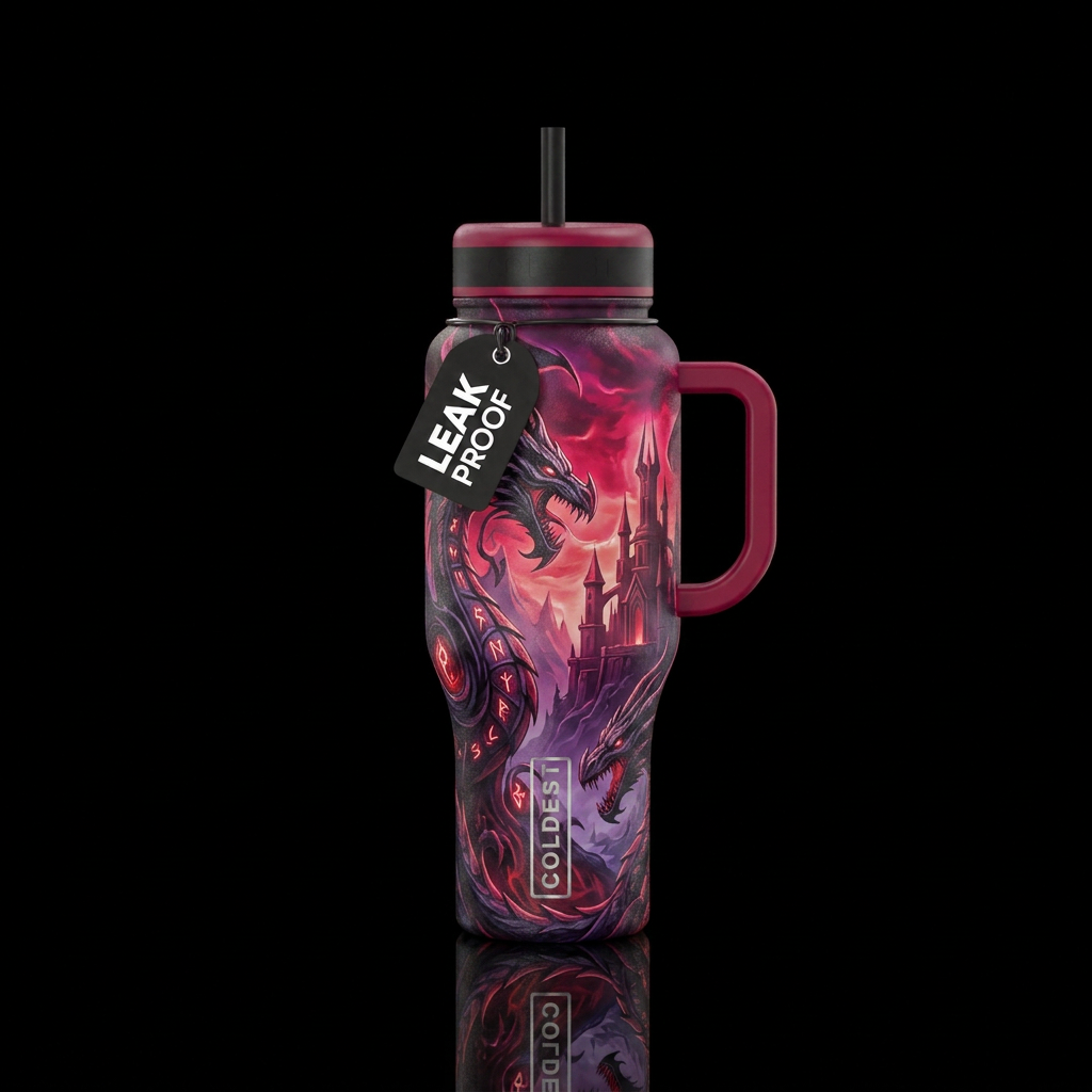 Dark fantasy water bottle design