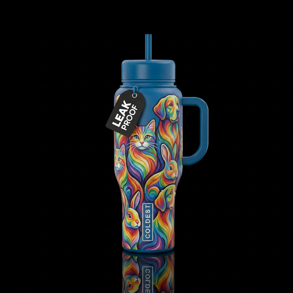Rainbow pet water bottle design