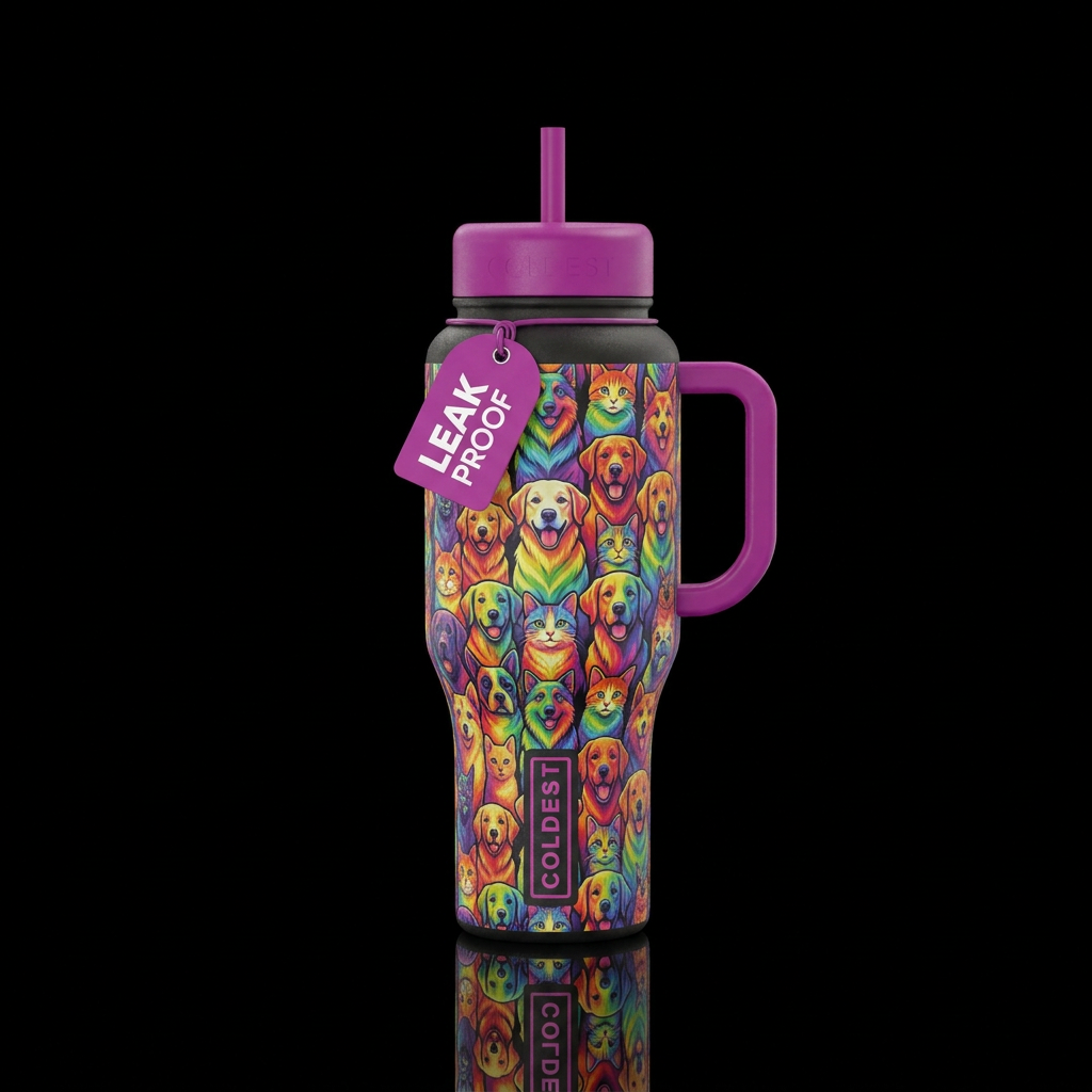 Rainbow pet water bottle design
