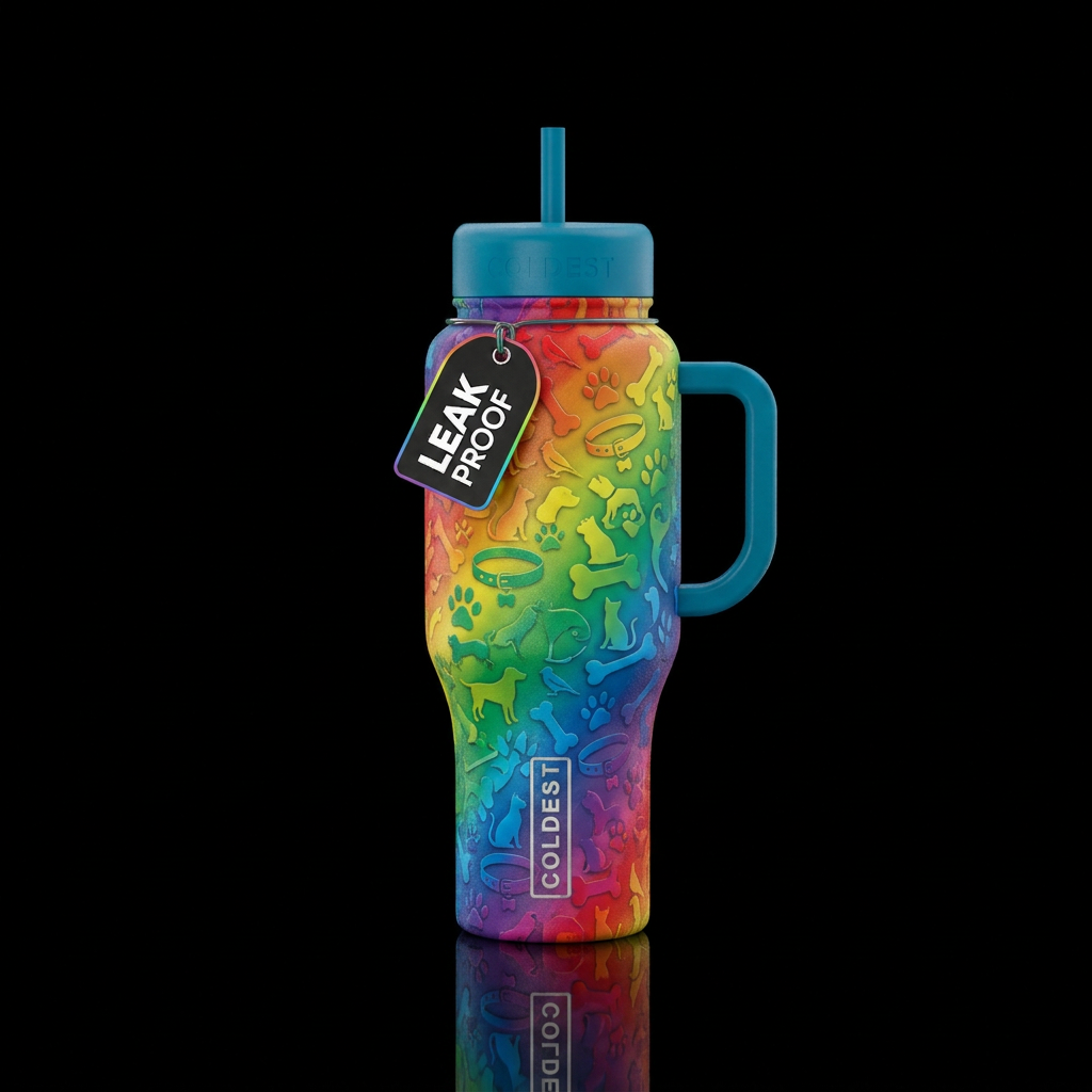 Rainbow pet water bottle design