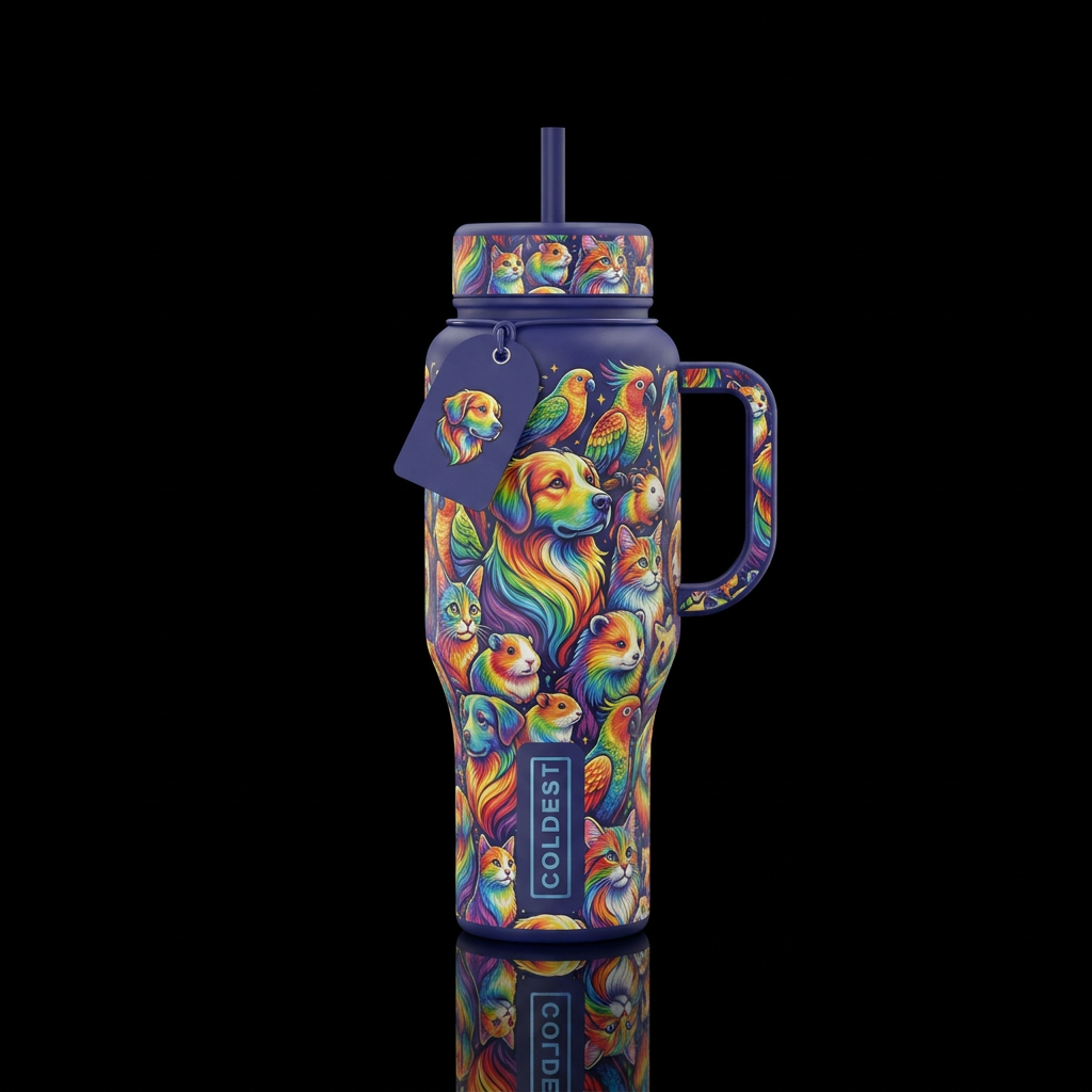 Rainbow pet water bottle design