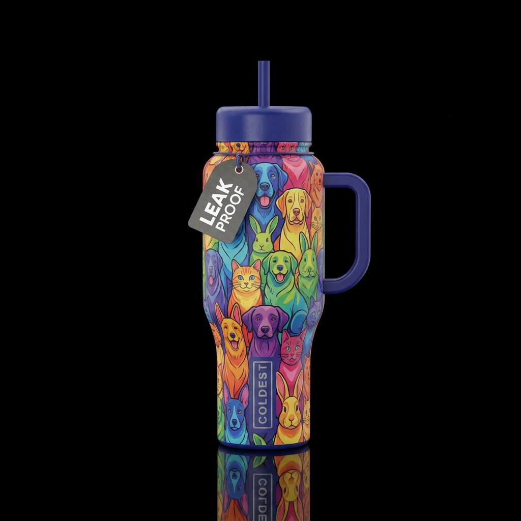 Rainbow pet water bottle design