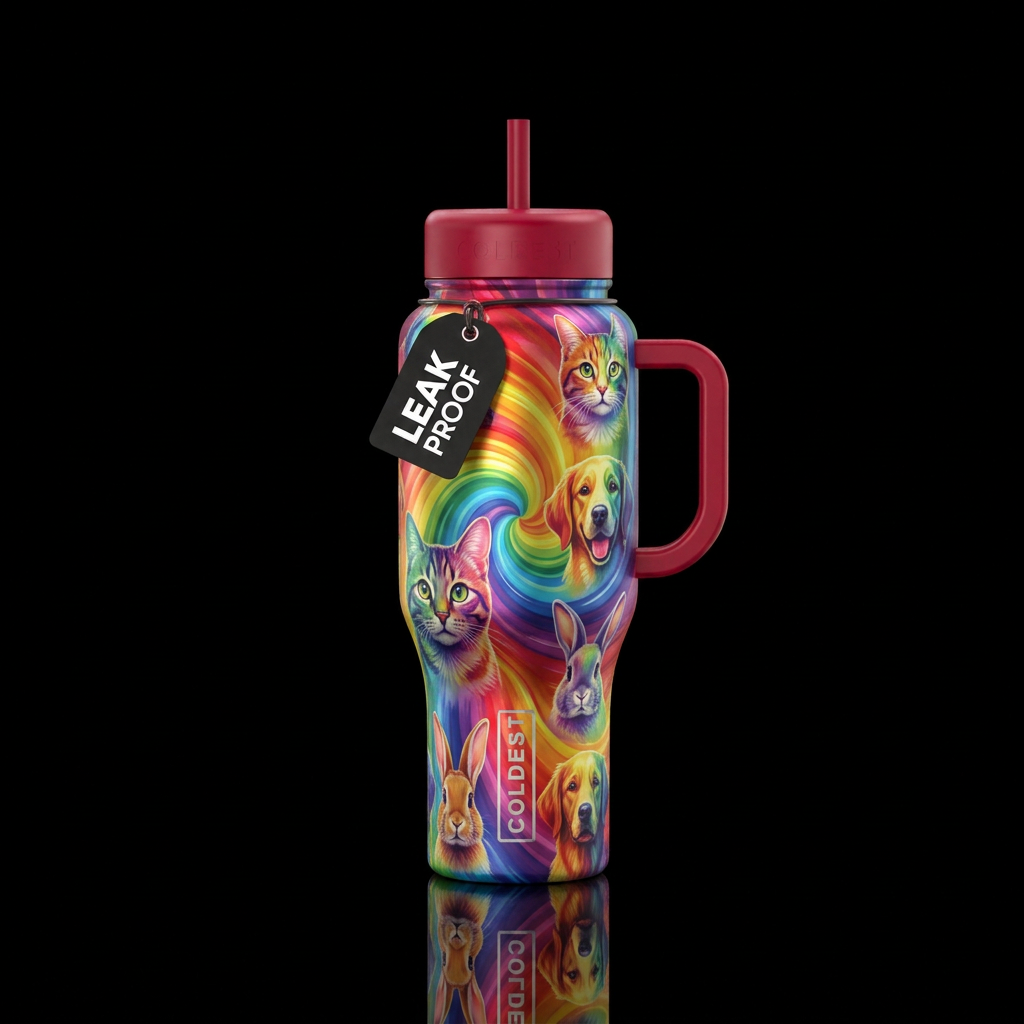 Rainbow pet water bottle design