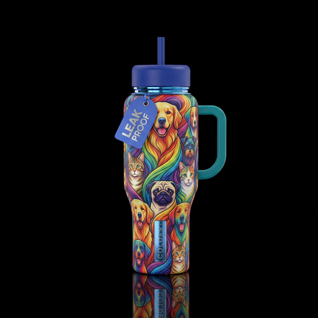 Rainbow pet water bottle design