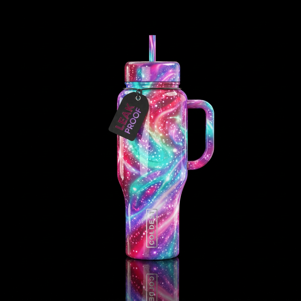 seamless, glowie, sparkly, shiny,  raspberry,  aqu... water bottle design