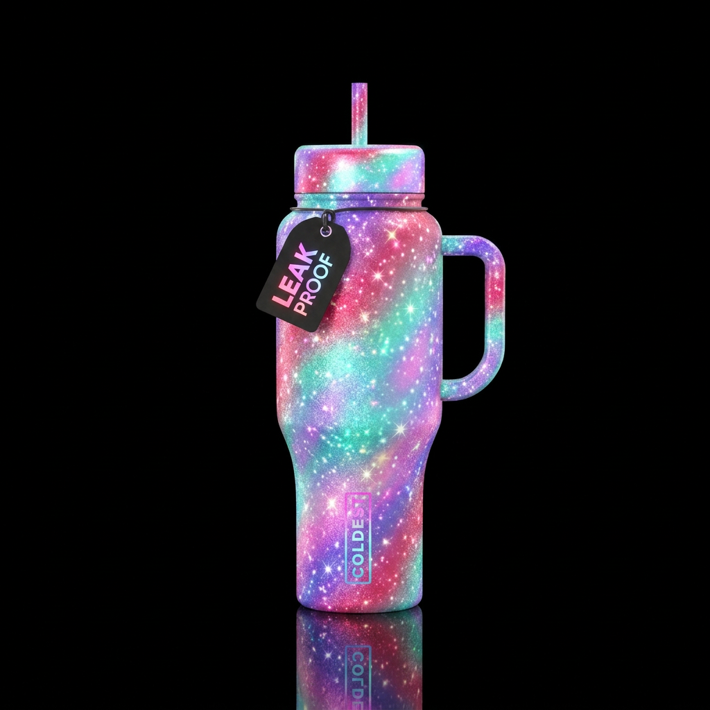 seamless, glowie, sparkly, shiny,  raspberry,  aqu... water bottle design