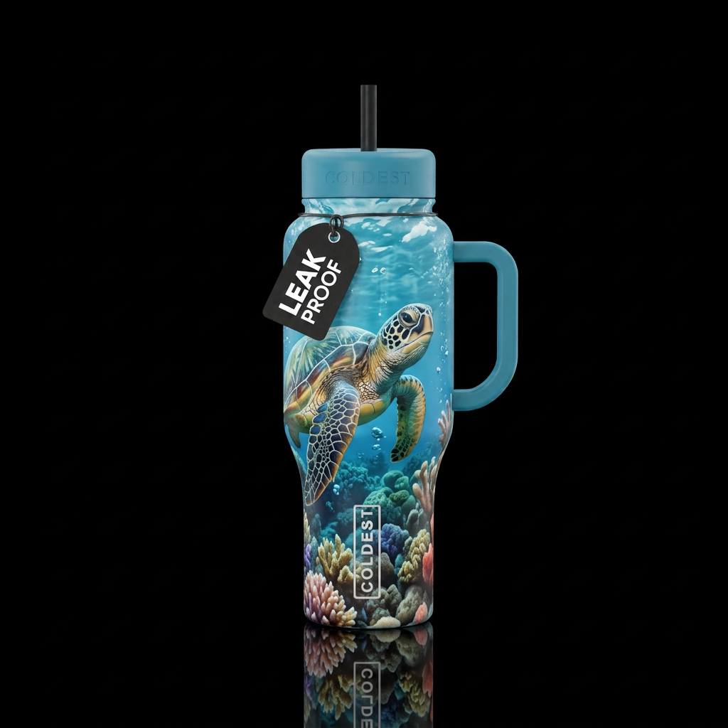 beautiul, vibrant, seamless, ocean,, realism, sea ... water bottle design