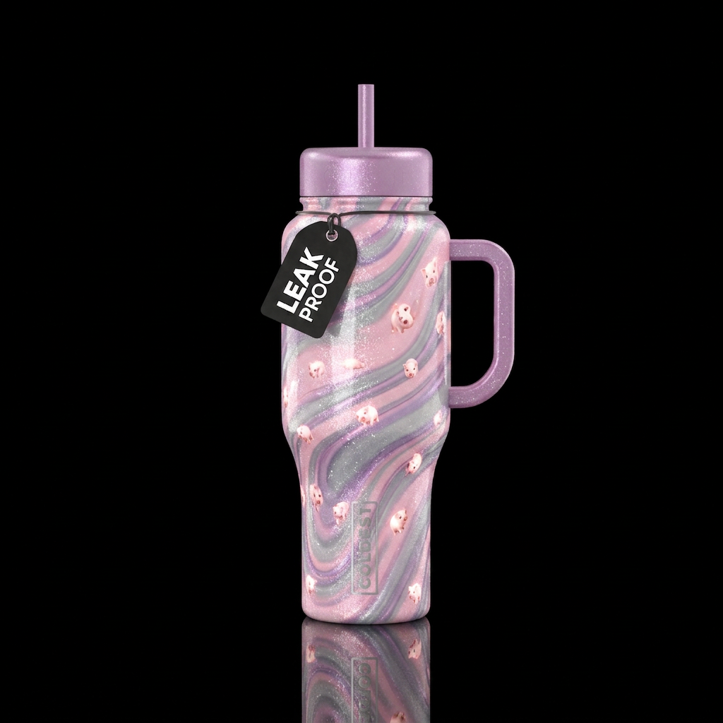 realism, seamless, swirls, sparkly, shiny, glowie,... water bottle design