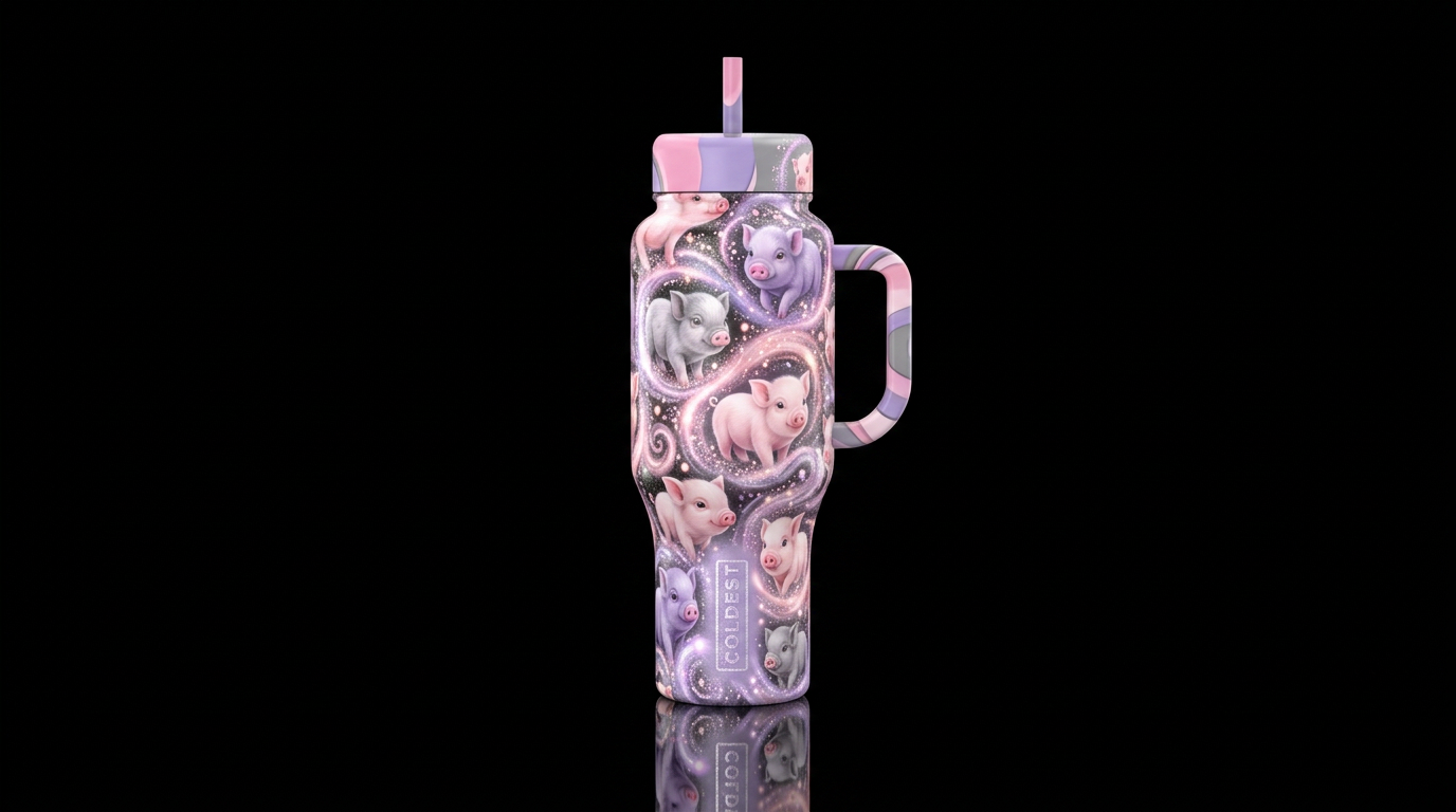 realism, seamless, swirls, sparkly, shiny, glowie,... water bottle design