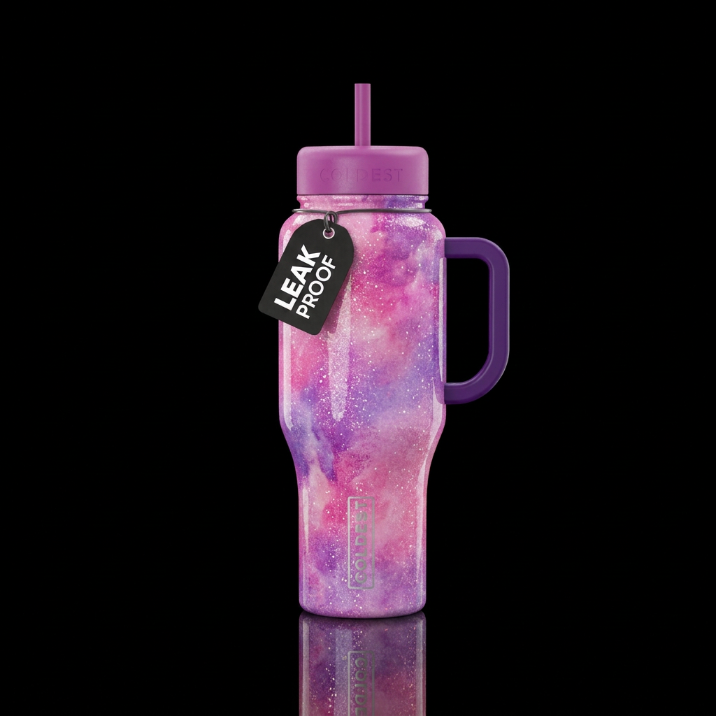 sparkly, shiny, seamless, watercolor, vibrant, sha... water bottle design