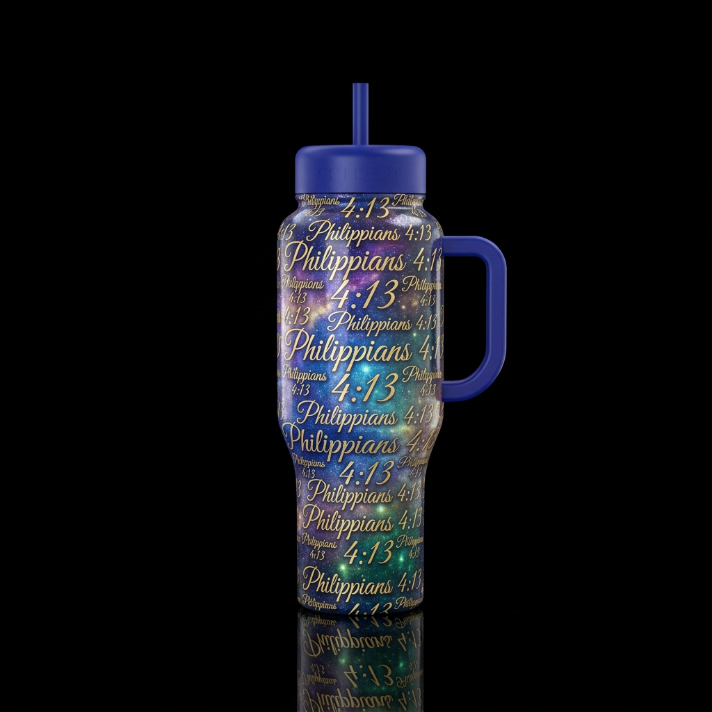 Philippians 4:13,, spiritual,, shiny, sparkly, vib... water bottle design